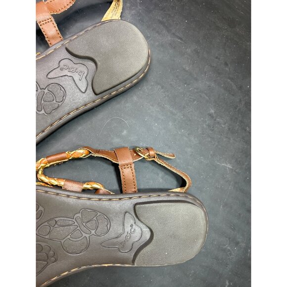 B.O.C. Womens Braided T-Strap Faux Leather Sandals Size 9M Brown & Gold - Picture 9 of 9